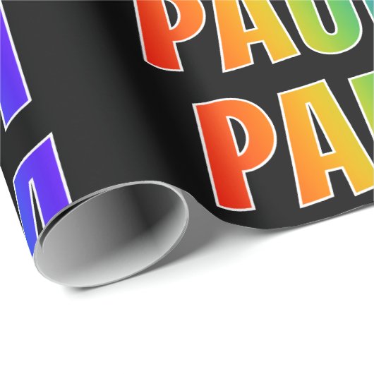 Regenboogvoornaam "PAULA"; vun en kleurrijk Cadeaupapier (Rol Hoek)