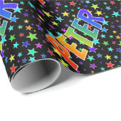 Regenboogvoornaam "PETER" + sterren Cadeaupapier (Rol Hoek)