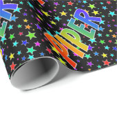 Regenboogvoornaam "PIPER" + sterren Cadeaupapier (Rol Hoek)