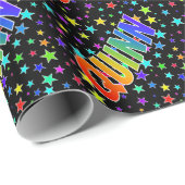 Regenboogvoornaam "QUINN" + sterren Cadeaupapier (Rol Hoek)