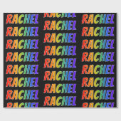 Regenboogvoornaam "RACHEL"; Fun en kleurrijk Cadeaupapier (Vlak)