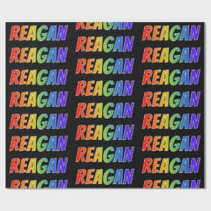 Regenboogvoornaam "REAGAN"; Fun en kleurrijk Cadeaupapier
