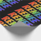 Regenboogvoornaam "RENEE"; vun en kleurrijk Cadeaupapier (Hoek)