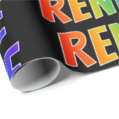 Regenboogvoornaam "RENEE"; vun en kleurrijk Cadeaupapier (Rol Hoek)