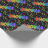 Regenboogvoornaam "RHONDA" + sterren Cadeaupapier (Hoek)