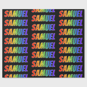 Regenboogvoornaam "SAMUEL"; Fun en kleurrijk Cadeaupapier