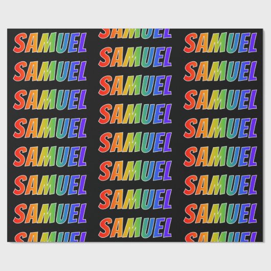 Regenboogvoornaam "SAMUEL"; Fun en kleurrijk Cadeaupapier (Vlak)