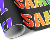 Regenboogvoornaam "SAMUEL"; Fun en kleurrijk Cadeaupapier (Rol Hoek)