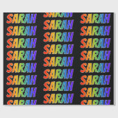 Regenboogvoornaam "SARAH"; Fun en kleurrijk Cadeaupapier (Vlak)