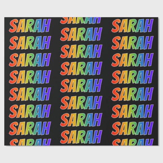 Regenboogvoornaam "SARAH"; Fun en kleurrijk Cadeaupapier (Vlak)