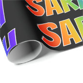 Regenboogvoornaam "SARAH"; Fun en kleurrijk Cadeaupapier (Rol Hoek)