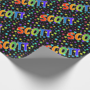 Regenboogvoornaam "SCOTT" + sterren Cadeaupapier