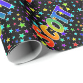 Regenboogvoornaam "SCOTT" + sterren Cadeaupapier (Rol Hoek)