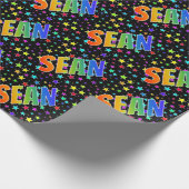 Regenboogvoornaam "SEAN" + sterren Cadeaupapier (Hoek)