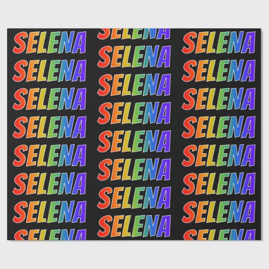 Regenboogvoornaam "SELENA"; Fun en kleurrijk Cadeaupapier (Vlak)