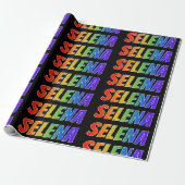 Regenboogvoornaam "SELENA"; Fun en kleurrijk Cadeaupapier (Uitgerold)