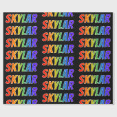 Regenboogvoornaam "SKYLAR"; vun en kleurrijk Cadeaupapier (Vlak)