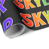 Regenboogvoornaam "SKYLAR"; vun en kleurrijk Cadeaupapier (Rol Hoek)