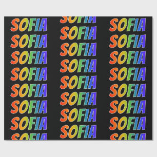 Regenboogvoornaam "SOFIA"; Fun en kleurrijk Cadeaupapier
