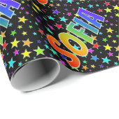Regenboogvoornaam "SOFIA" + sterren Cadeaupapier (Rol Hoek)