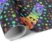 Regenboogvoornaam "SPENCER" + sterren Cadeaupapier (Rol Hoek)