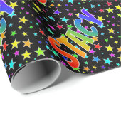 Regenboogvoornaam "STACY" + sterren Cadeaupapier (Rol Hoek)