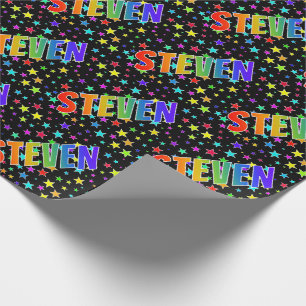 Regenboogvoornaam "STEVEN" + sterren Cadeaupapier