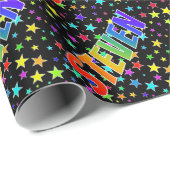Regenboogvoornaam "STEVEN" + sterren Cadeaupapier (Rol Hoek)