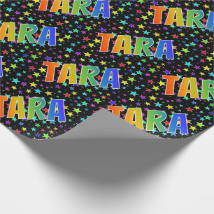 Regenboogvoornaam "TARA" + sterren Cadeaupapier