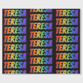 Regenboogvoornaam "TERESA"; vun en kleurrijk Cadeaupapier (Vlak)