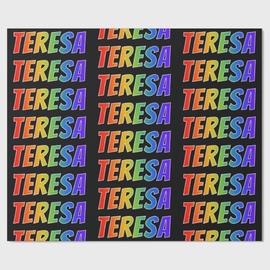 Regenboogvoornaam "TERESA"; vun en kleurrijk Cadeaupapier (Vlak)