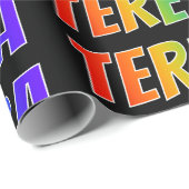 Regenboogvoornaam "TERESA"; vun en kleurrijk Cadeaupapier (Rol Hoek)