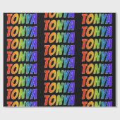 Regenboogvoornaam "TONYA"; vun en kleurrijk Cadeaupapier (Vlak)
