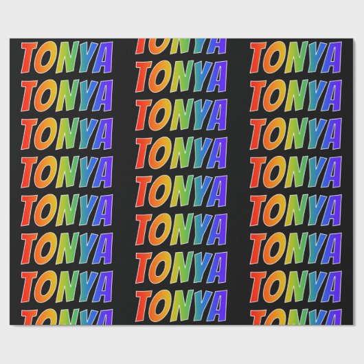 Regenboogvoornaam "TONYA"; vun en kleurrijk Cadeaupapier (Vlak)