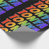Regenboogvoornaam "TONYA"; vun en kleurrijk Cadeaupapier (Hoek)