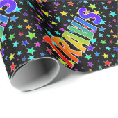 Regenboogvoornaam "TRAVIS" + sterren Cadeaupapier (Rol Hoek)