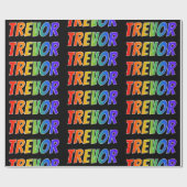 Regenboogvoornaam "TREVOR"; vun en kleurrijk Cadeaupapier (Vlak)