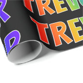 Regenboogvoornaam "TREVOR"; vun en kleurrijk Cadeaupapier (Rol Hoek)