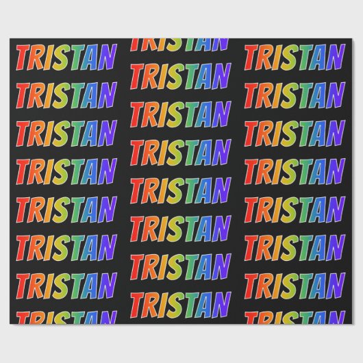 Regenboogvoornaam "TRISTAN"; vun en kleurrijk Cadeaupapier (Vlak)