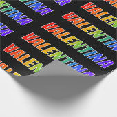 Regenboogvoornaam "VALENTINA"; vun en kleurrijk Cadeaupapier (Hoek)