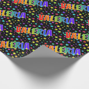 Regenboogvoornaam "VALERIA" + sterren Cadeaupapier