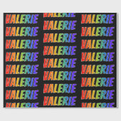 Regenboogvoornaam "VALERIE"; vun en kleurrijk Cadeaupapier (Vlak)