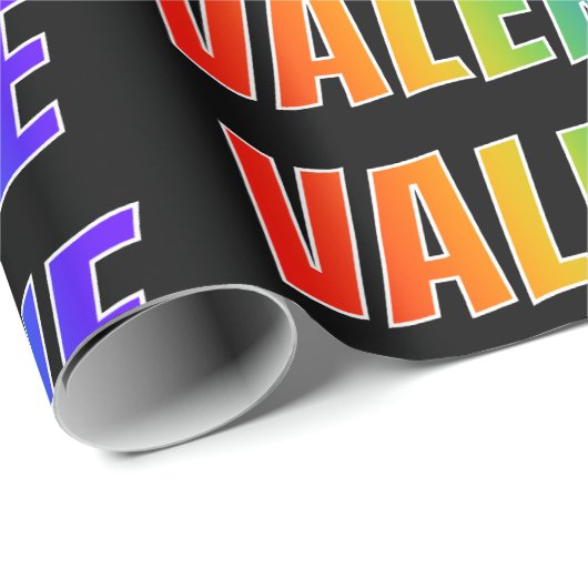 Regenboogvoornaam "VALERIE"; vun en kleurrijk Cadeaupapier (Rol Hoek)