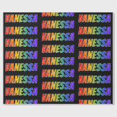 Regenboogvoornaam "VANESSA"; Fun en kleurrijk Cadeaupapier (Vlak)