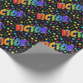 Regenboogvoornaam "VICTOR" + sterren Cadeaupapier (Hoek)