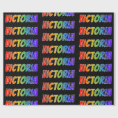 Regenboogvoornaam "VICTORIA"; vun en kleurrijk Cadeaupapier (Vlak)