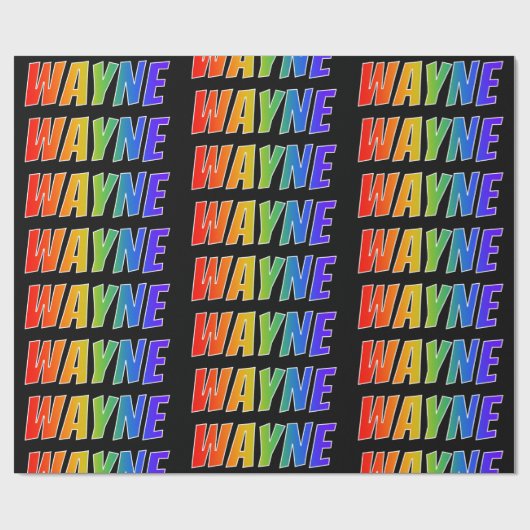 Regenboogvoornaam "WAYNE"; Fun en kleurrijk Cadeaupapier (Vlak)