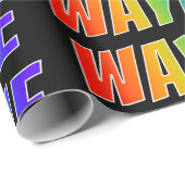 Regenboogvoornaam "WAYNE"; Fun en kleurrijk Cadeaupapier (Rol Hoek)