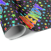 Regenboogvoornaam "WENDY" + sterren Cadeaupapier (Rol Hoek)