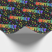 Regenboogvoornaam "WHITNEY" + sterren Cadeaupapier (Hoek)